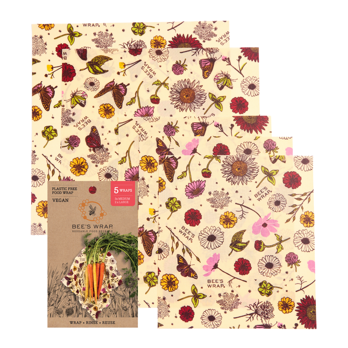 Bees Wrap Assorted 5 Pack - Meadow Magic