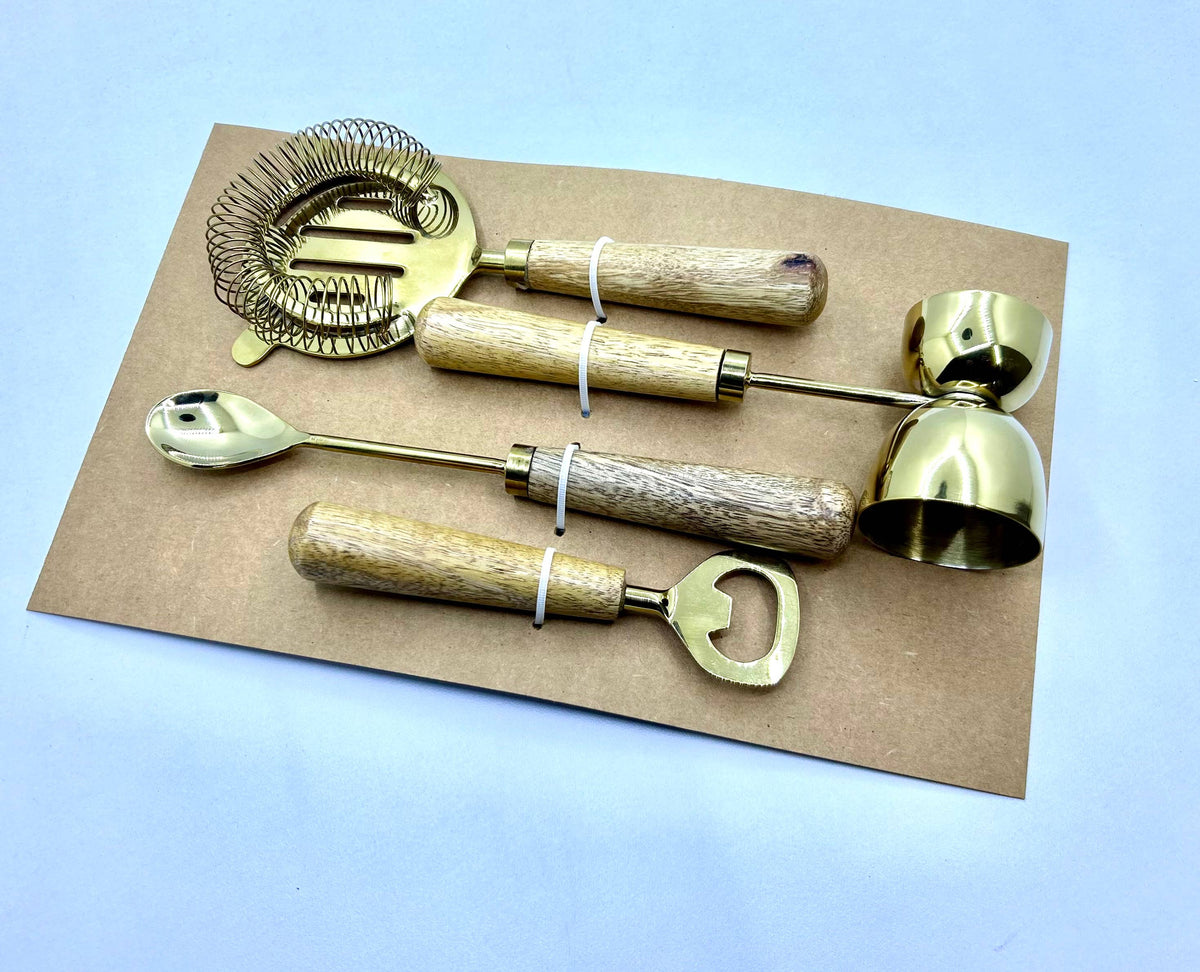 Gift Cocktail Bar Set - Brass Coated