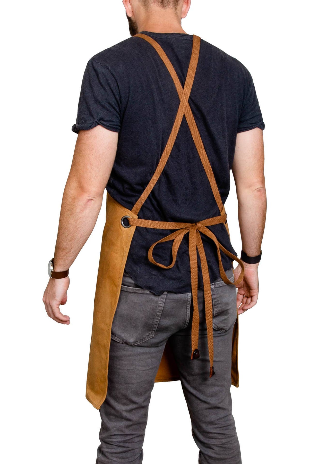 Tan waxed canvas apron