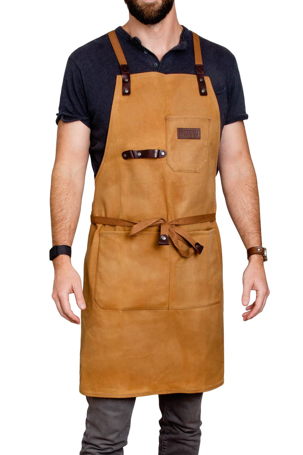 Tan waxed canvas apron