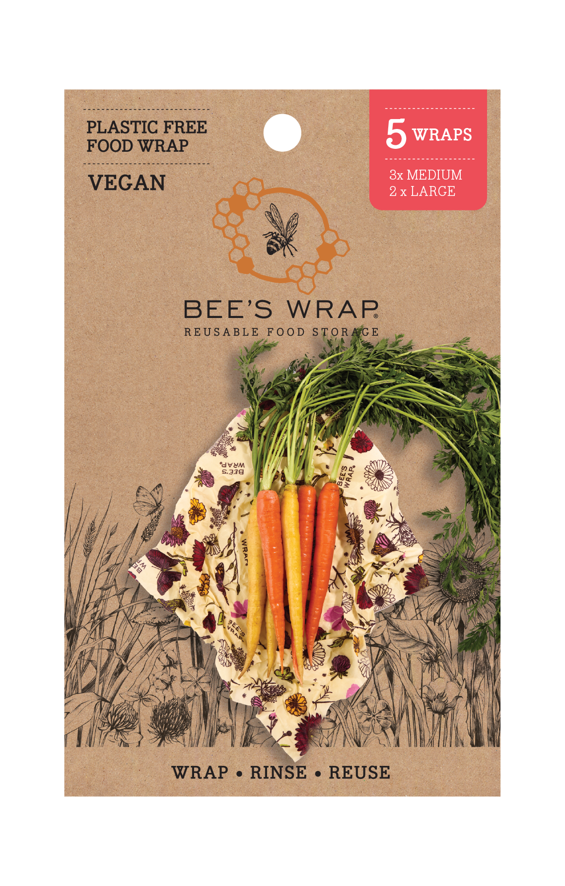 Bees Wrap Assorted 5 Pack - Meadow Magic