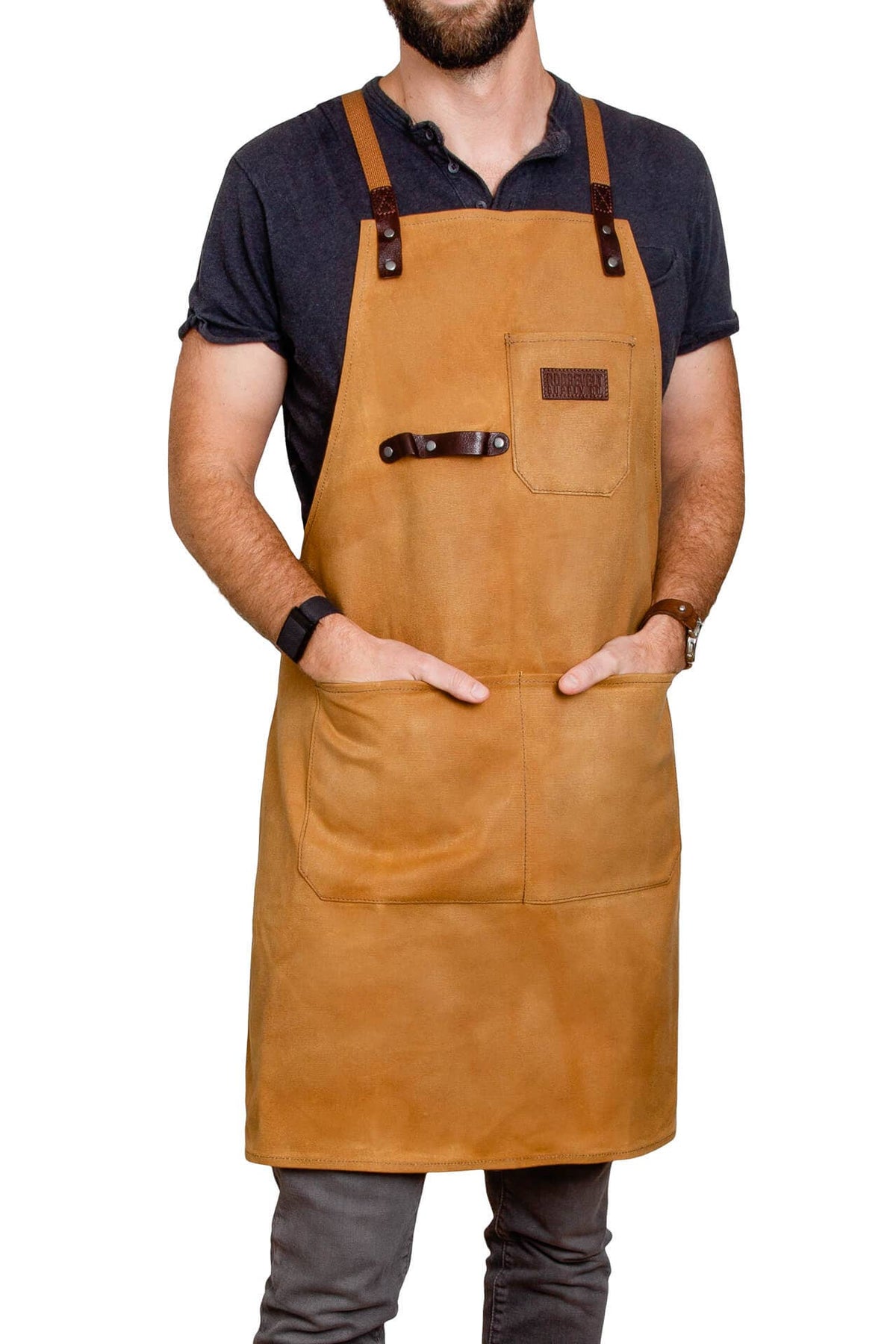 Tan waxed canvas apron