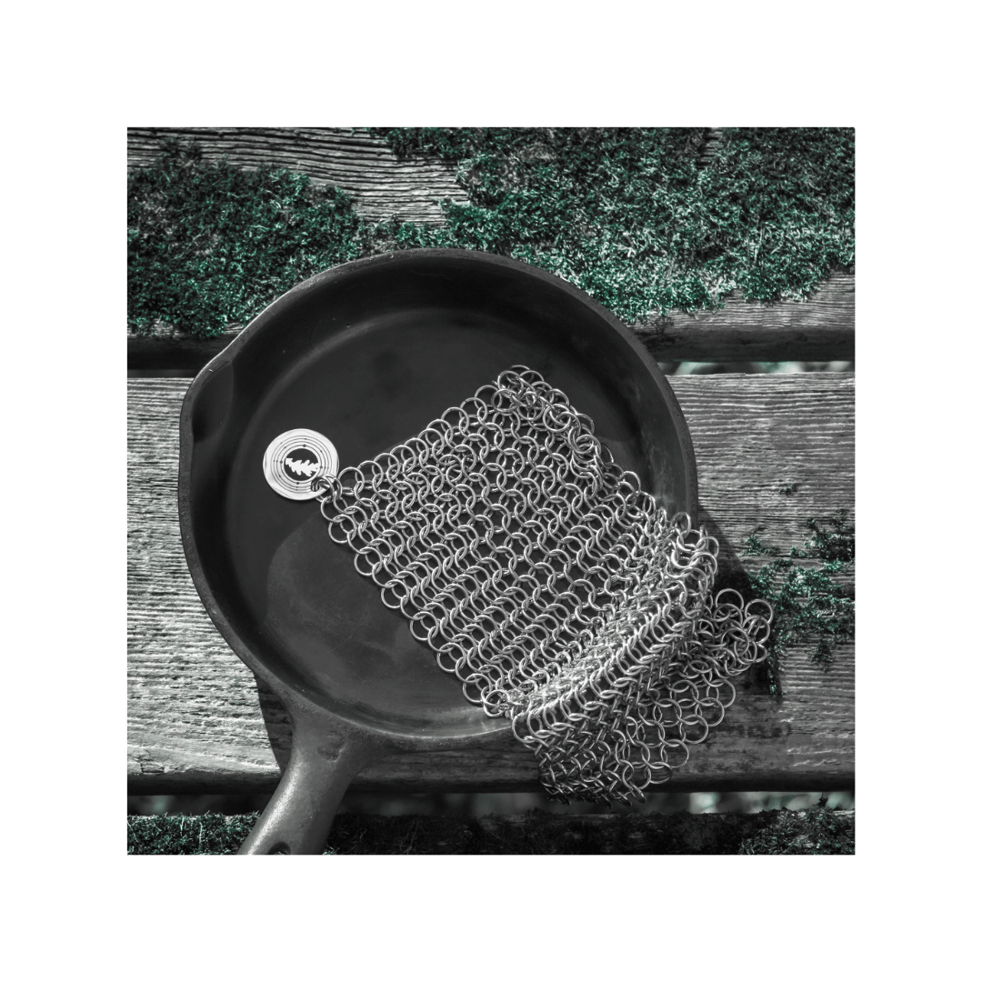 Cast Iron Scrubber Chainmail Cleaner for Cast Iron Pans, Stainless Steel Chain  Mail to Clean Cast